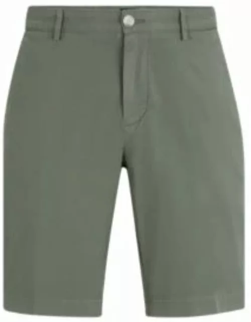 Slim-fit shorts in stretch-cotton gabardine- Light Green Men's Short