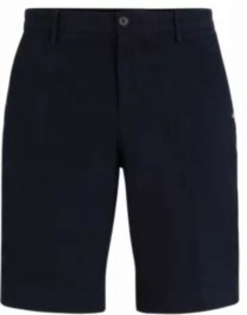 Slim-fit shorts in stretch-cotton gabardine- Dark Blue Men's Short
