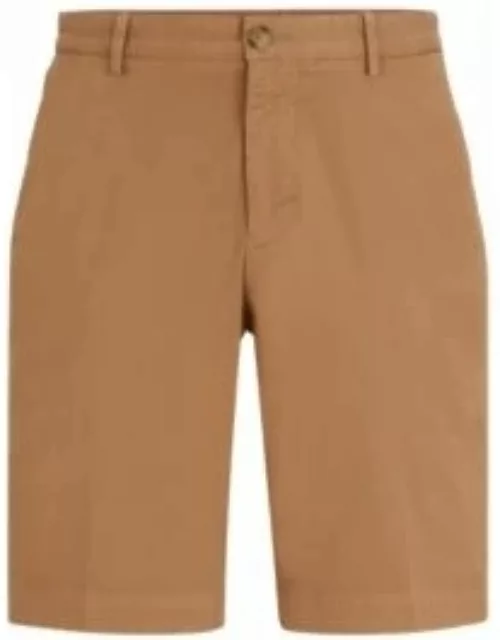 Slim-fit shorts in stretch-cotton gabardine- Beige Men's Short
