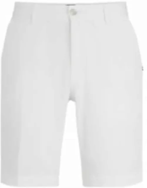 Slim-fit shorts in stretch-cotton gabardine- White Men's Short