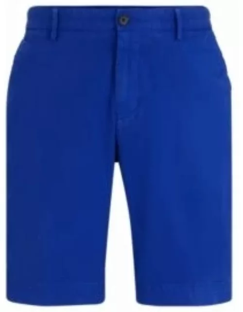 Slim-fit shorts in stretch-cotton gabardine- Turquoise Men's Short