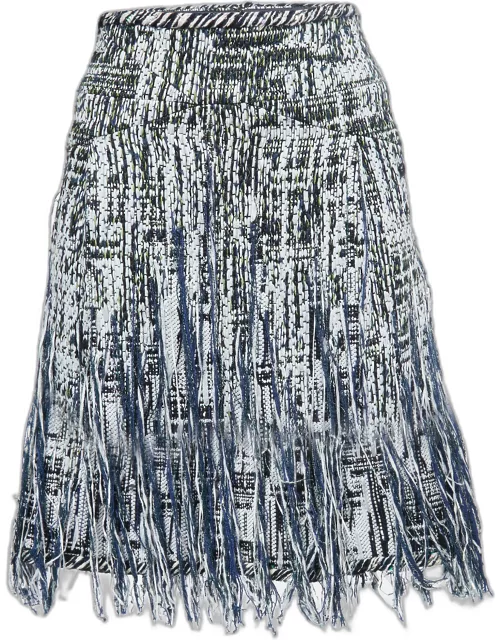 Chanel Blue/Black Tweed Fringed Skirt