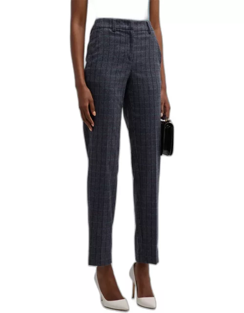 Cropped Check-Print Skinny Trouser