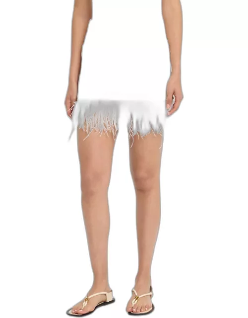 Crochet Feather-Trim Mini Skirt