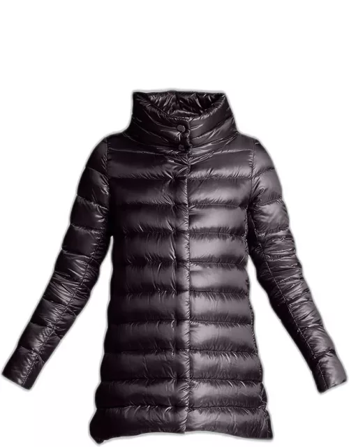 Ribbed High-Low Down Puffer Jacket