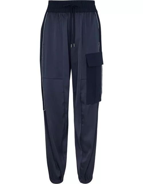 High Energize Satin-crepe Cargo Trousers - Navy