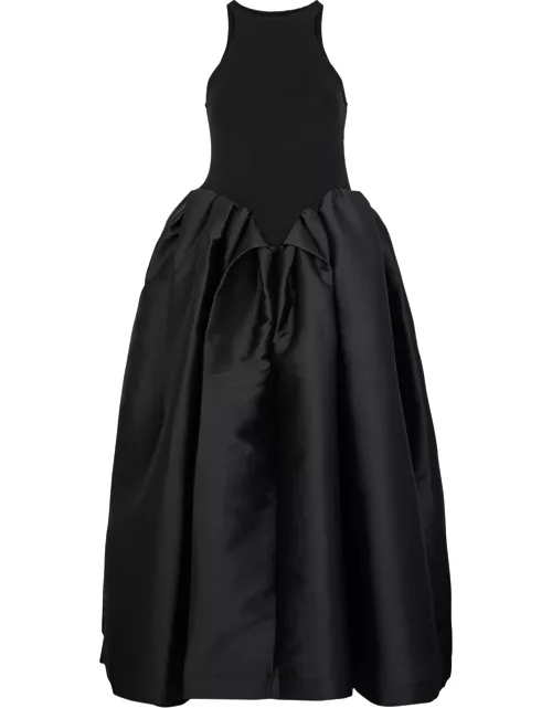 Marques' Almeida Silk-taffeta And Stretch-cotton Midi Dress - Black