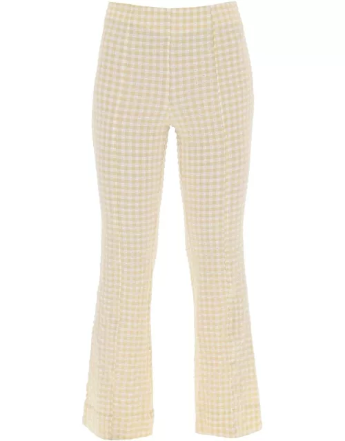 GANNI flared pants with gingham motif