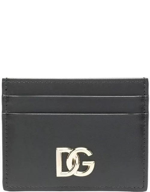 Black card holder with DG logo plaque
