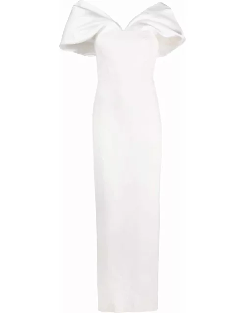 White Dakota long dress with bare shoulder