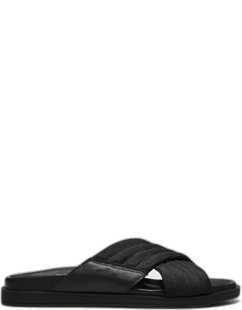 Men's Mateo Leather-Nylon Crisscross Slide Sandal