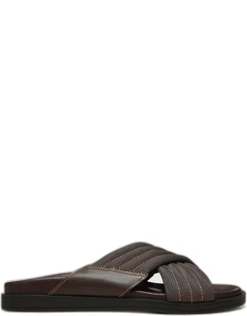 Men's Mateo Leather-Nylon Crisscross Slide Sandal