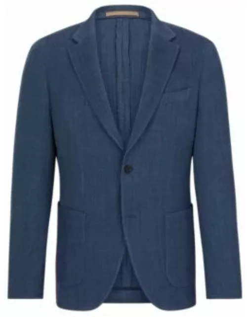 Slim-fit jacket in stretch-wool seersucker- Light Blue Men's Sport Coat