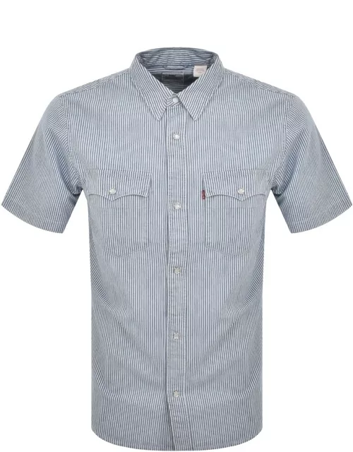 Levis Western Short Sleeved Shirt Blue
