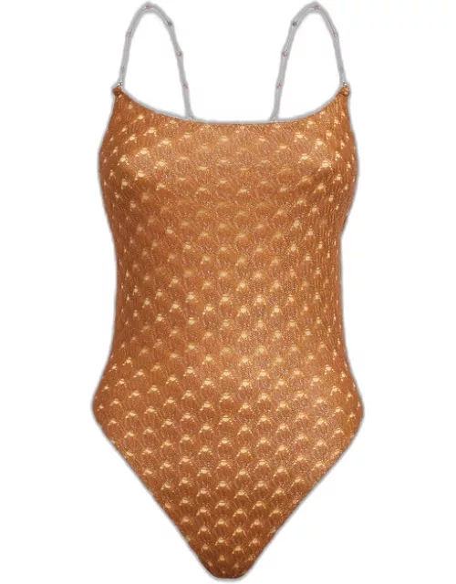 Missoni Coated Lace One-Piece Swimsuit