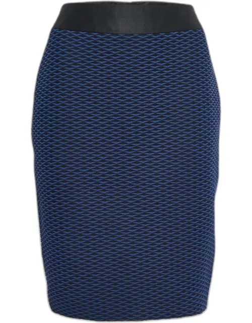 Armani Collezioni Blue/Black Jacquard Knee Length Skirt