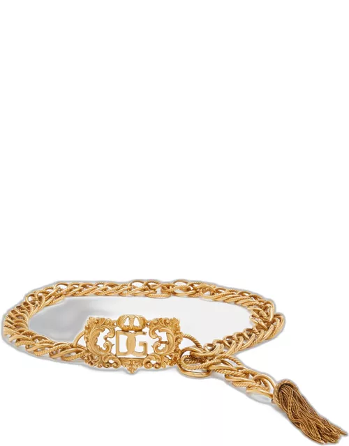 Dolce & Gabbana Logo Buckle Gold Tone Chain Belt