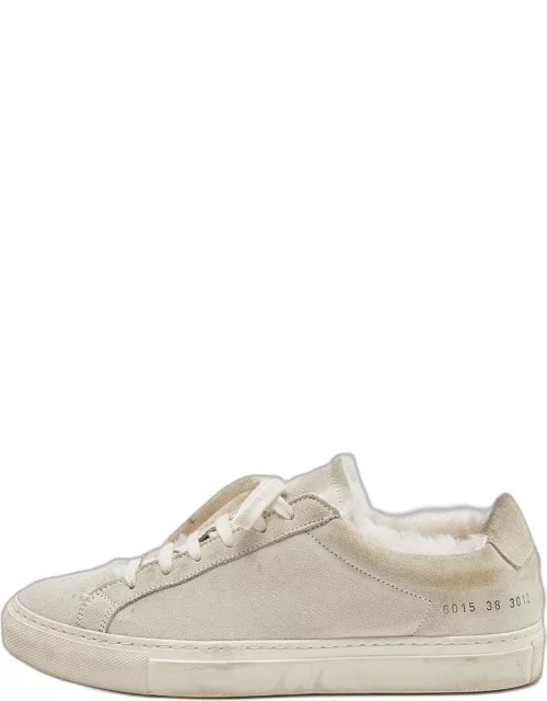 Common Projects Grey Suede Achilles Lace Up Sneaker