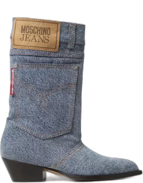 Flat Ankle Boots MOSCHINO JEANS Woman colour Blue