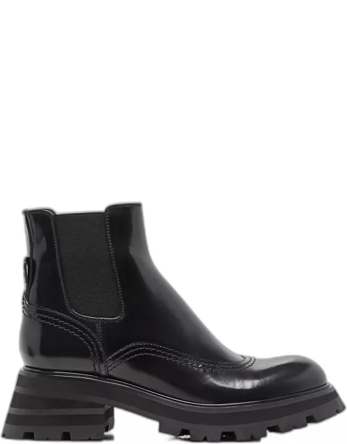 Alexander McQueen Chunky Polished Leather Chelsea Boot