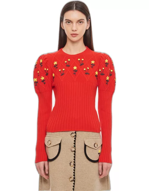 Cormio Crewneck oma Sweater With Handmade Embroiderie