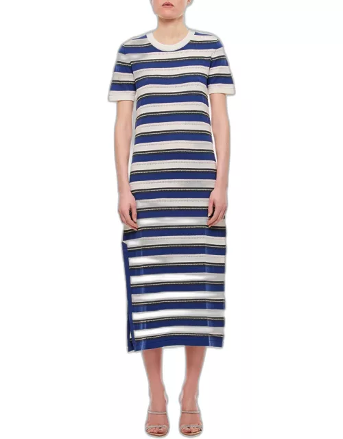 Barrie Cashmere Blend Striped Midi Dres