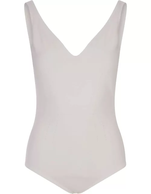 Alexander McQueen White Body Top With Perforated Stripe