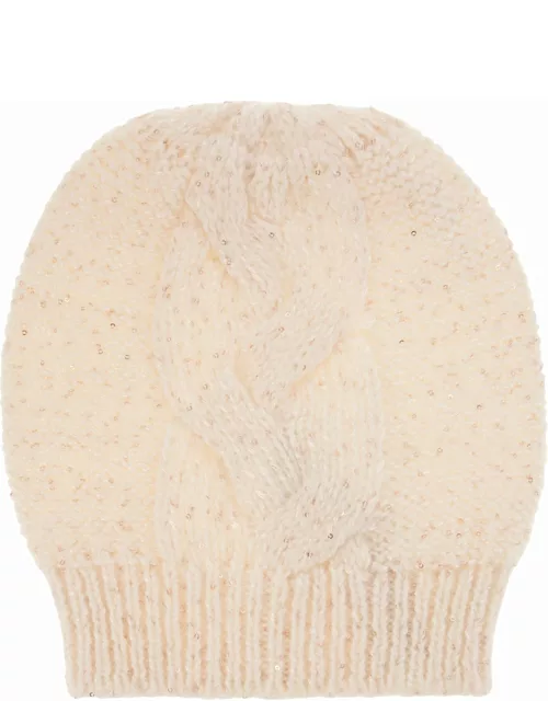 Peserico Wool, Silk And Cashmere Braided Cap