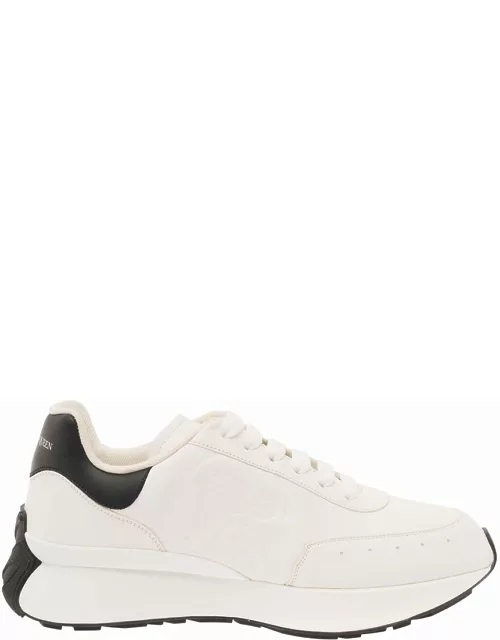 Alexander McQueen sprint Runner White Sneakers With Embossed Detail And Logo In Smooth Leather Man
