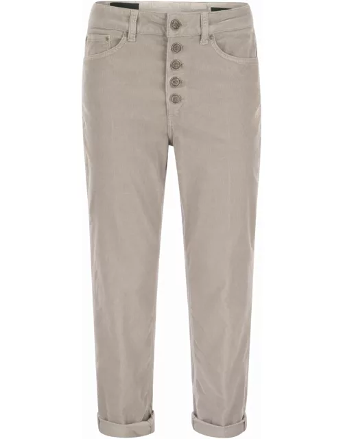 Dondup Koons - Multi-striped Velvet Trousers With Jewelled Button