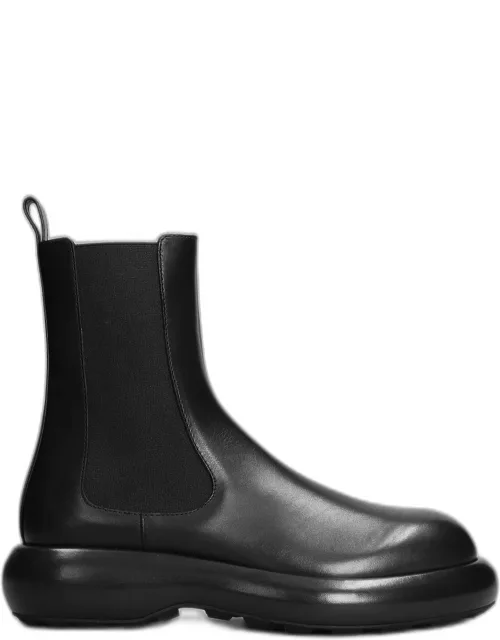 Jil Sander Combat Boots In Black Leather