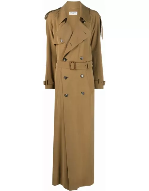 Beige Double-breasted Trenchcoat With Classic