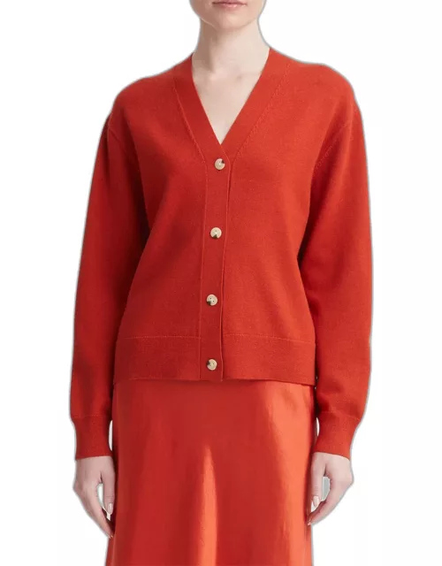 Wool Cashmere Button-Front Cardigan