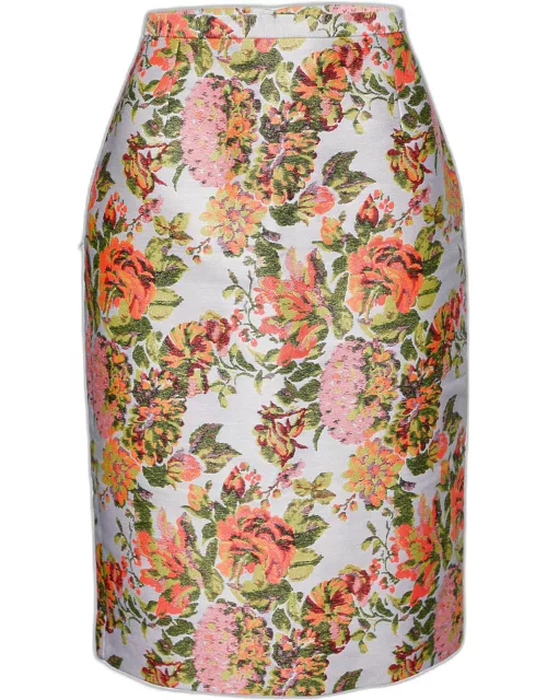 Stella McCartney Multicolor Silk Floral Jacquard Knee Length Skirt