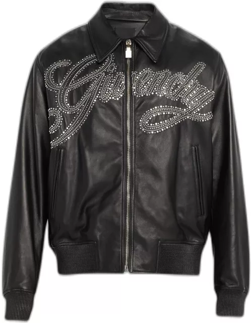 Men's Studded Leather Varsity Jacket