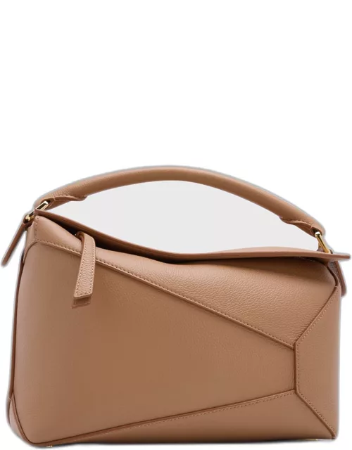 Puzzle Edge Top-Handle Bag in Soft Grained Leather