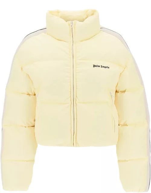 Palm Angels Cropped Puffer Jacket With Bands On Sleeve