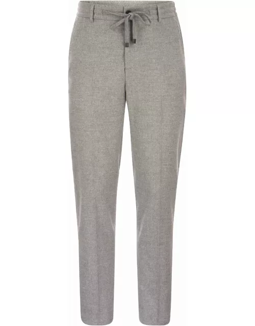 Peserico Wool And Viscose Trousers With Drawstring