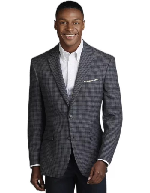 JoS. A. Bank Men's Traditional Fit Tattersall Check Sportcoat, Dark Grey, 42 Regular