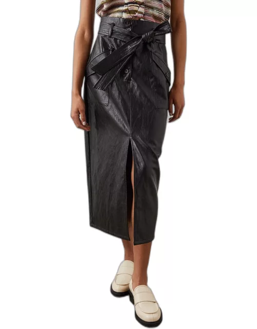 Edem Crinkled Faux Leather Midi Skirt