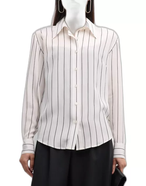 Emanuelle Striped Collared Silk Shirt