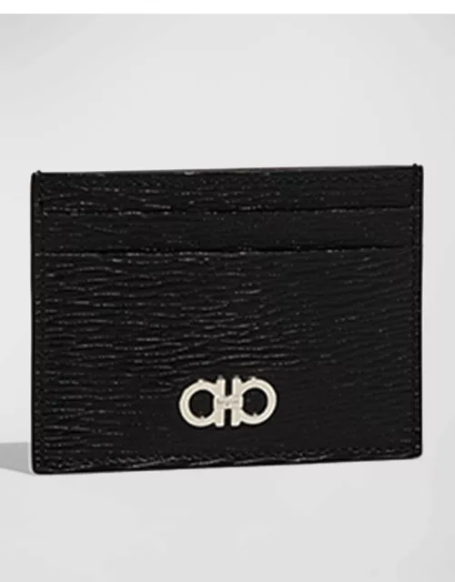 Men's Colorblock Leather Card Holder w/ Money Clip