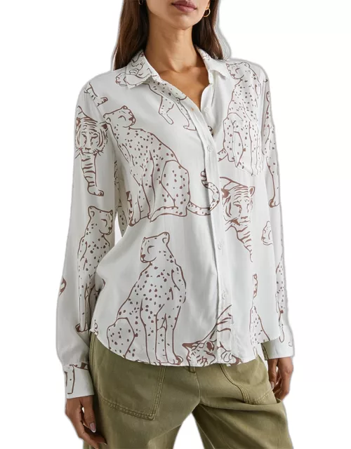 Kathryn Jungle Cat Button-Front Shirt