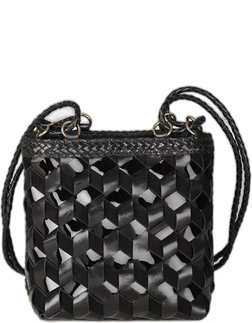 Annick Woven Leather Bucket Crossbody Bag