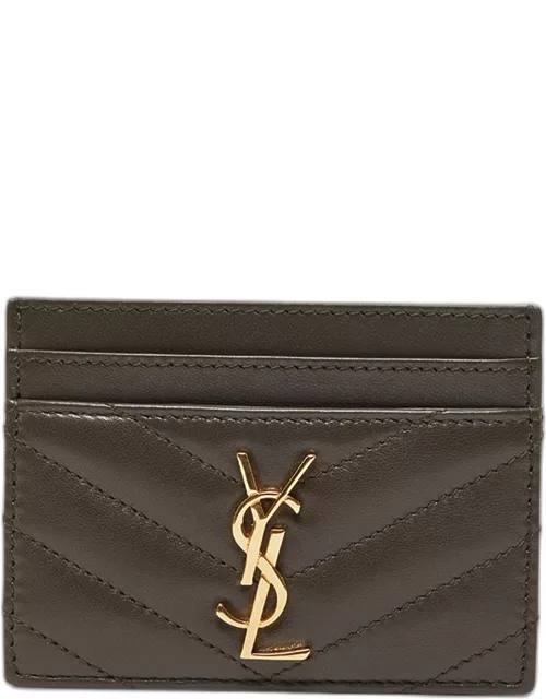 YSL Monogram Card Case in Quilted Smooth Leather