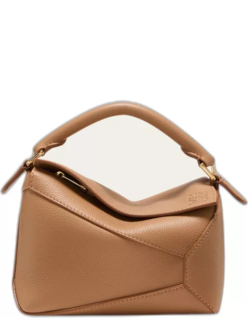 Puzzle Edge Mini Top-Handle Bag in Grained Leather