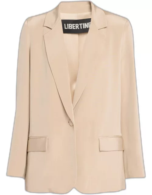 Fawn Long Silk Blazer Jacket