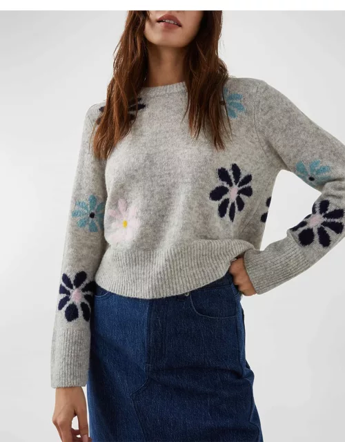 Anise Intarsia-Knit Floral Sweater