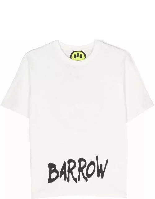 Barrow White T-shirt With Contrast Lettering Logo