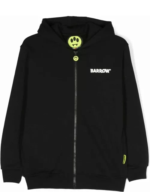 Barrow Black Zippered Hoodie With Front And Back Logo
